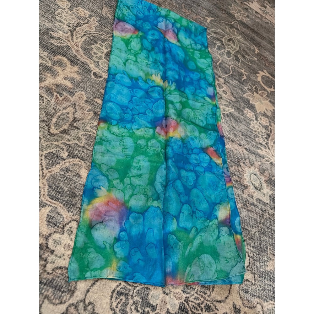 Vintage Handmade Silk Tallit Scarf Marbled Watercolor